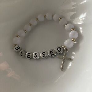 Blessed White and Gold Beaded Bracelet